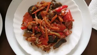 🥕🍅🍆Овощное рагу  с баклажаном и без картофеля-закуска или  гарнир к шашлыку,  рыбе, пасте. #ппрецепт