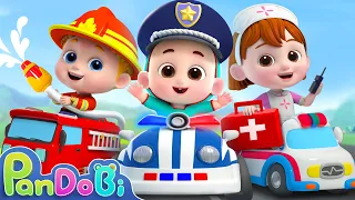 Fire Truck, Police Car, Ambulance in Surprise Eggs + More Nursery Rhymes & Kids Songs - Pandobi