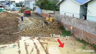 Opening New Project Building New Road By Mini Dump Truck 5Ton Unloading & Bulldozer Spreading  Stone