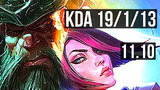 GANGPLANK vs FIORA (TOP) | 19/1/13, Quadra, Legendary, 7 solo kills | KR Diamond | v11.10