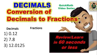 Decimals 12: Conversion of Decimals to Fractions