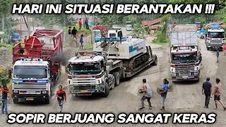 Today the Situation is Messy!!! 4 Scania Trailer Truck Units Struggle Very Hard in Batu Jomba