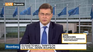 Dombrovskis Says EU Will React to Trump's Tariffs