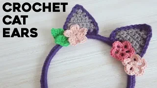 DIY CAT EARS: how to crochet easy cat headband, step by step tutorial | Crochet Lovers Tutorials