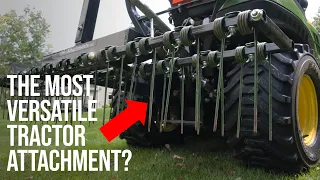 TRACTOR RAKE! 1 TOOL TO DETHATCH, SCRATCH, & BATCH 🤩🚜👨‍🌾