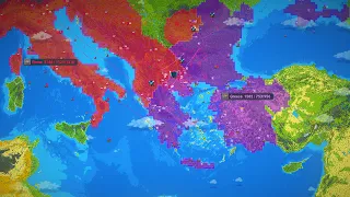 Roman Empire vs Greece- WorldBox Timelapse