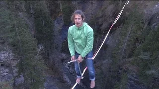 Slackline-Tutorial: Leash Handling on a Highline