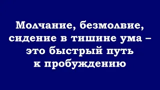 Молчание, безмолвие, сидение в тишине ума – это быстрый путь к пробуждению