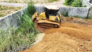 New Update Incredible Bulldozer Complete Corner Swaplandfill With 5ton Dump truck Unloading Soil