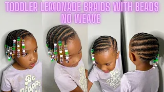 Toddler Lemonade Braids with Beads on Short Hair: NO WEAVE｜Protective Toddler Hairstyle