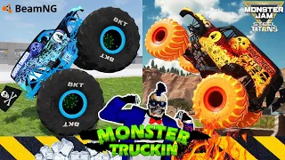 Monster Jam INSANE Racing, Freestyle and High Speed Jumps #4 | BeamNG Drive | Steel Titans