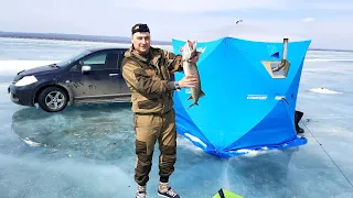 Рыбалка на Иване перед весенним нерестовым запретом. Ночевка в палатке на льду. Жерлицы на щуку.