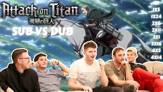 GREATEST SPEECH OF ALL TIME?! Attack on Titan GREATEST Scenes DUB REACTION (Sub vs Dub)