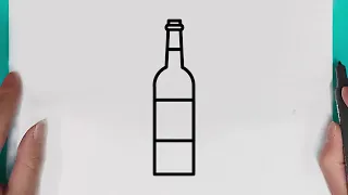 How to draw a cute wine bottle easy for beginners  drawing cute wine bottle