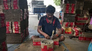 Multi Colour Sky Shots Manufacturing Process in Sivakasi Fireworks Factory