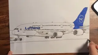 Timelapse drawing Lufthansa Airbus A380-800!✈️ #airplane #drawing #timelapse #lufthansa #a380