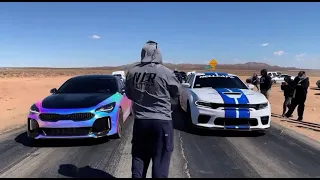 Kia stinger Modded vs Hellcat redkey (707hp)