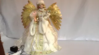 24" Music Move Fiber Optic Porcelain Doll Angel Handmade Collect Xmas Decor CM18832-24