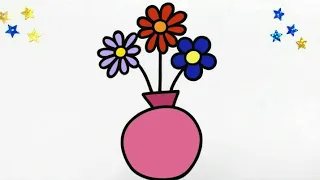 How to draw a FLOWER VASE - Easy Tutorial for Kids, Toddlers, Preschoolers