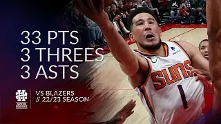 Devin Booker 33 pts 3 threes 3 asts vs Blazers 22/23 season