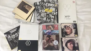 unboxing 16 exo albums [from mama to love me right + japanese albums] || kpop hauls