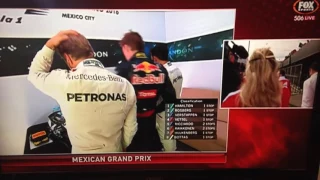 Max Verstappen, kick off the podium at Mexican GP 2016.. Live TV.