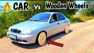 🔥CAR VS Wooden Wheels ⚙️ | Drive car on wooden wheels | 😳Experiment | #Shorts #Facts |