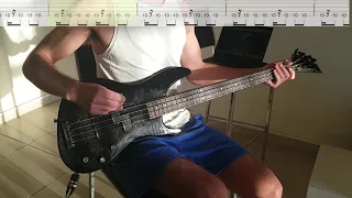 The Beatles - Come Together Bass Cover with TABS on screen