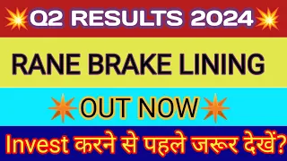 Rane Brake Lining Limited Q2 Results 🔴 Rane Brake Lining Limited Share 🔴 Rane Brake Lining Limited