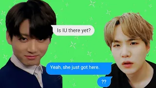 BTS Texts - Suga and IU's collaboration [feat. Jungkook's freakout]