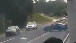 Subaru BRZ loses control and nearly crashes