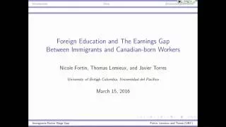 Thomas Lemieux, UBC: Foreign Education & the Earnings Gap