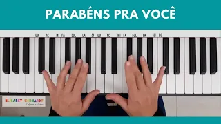 COMO TOCAR PARABÉNS PRA VOCÊ NO PIANO DE UM JEITO FÁCIL - Aula tutorial de piano: INICIANTE