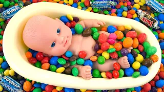 Satisfying Video l Mixing Candy in BathTub & Magic Skittles & Slime Cutting ASMR