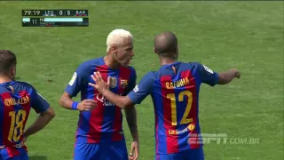 Neymar discute com Rafinha em goleada do Barça