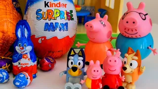 BLUEY EASTER SPECIAL with PEPPA PIG toys | Easter egg hunt with Bluey toys | Disney Jr. Kinder Egg