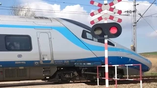3 Pociągi - 2x Pendolino i Impuls na przejazdach kolejowych w Zastowie i Maciejowicach 1xRp1