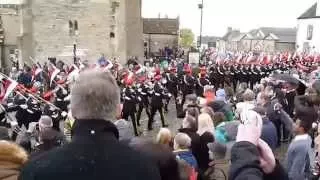 Military march parade to Richmond castle - Queen visit 2nd May 2015