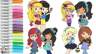 Strawberry Shortcake Makeover as Disney Princess Comfy Squad Coloring Compilation Aurora Anna Ariel