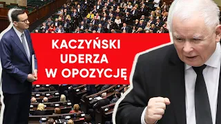 "Ku zwycięstwu!". Przemówienie Kaczyńskiego. Prezes PiS upomniany przez Hołownię