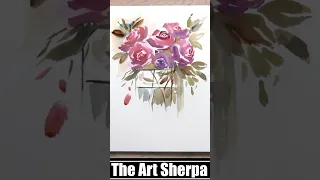 Watercolor roses and vase loose steady step-by-step  #painting #theartsherpa #art