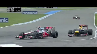 Vettel chasing and irregularly overtaking Button | 2012 German Grand Prix