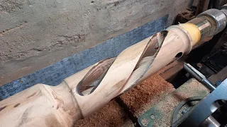 Making a Beautiful and Creative Wooden Spiral Lamp with Shade. Unusual Woodworking DIY.