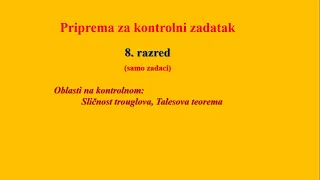 Pripreme za kontrolni iz sličnosti trouglova (samo zadaci) - 8. razred osnovne škole