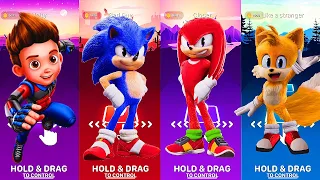 Ryder vs Sonic vs Knuckles vs Tails || Tiles Hop Edm Rush