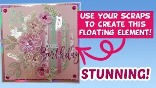 ❤️ Birthday card with floating strips❤️ Use up some scraps & make a beautiful project with them ☺️