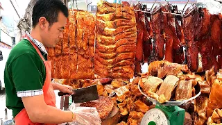 Super Delicious! BBQ Crispy Pork Belly + Braised Pork & Roasted Ducks - Cambodian Street Food