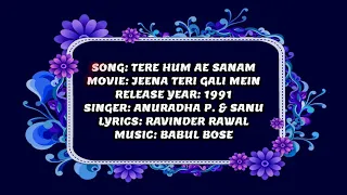 TERE HUM AE SANAM | KARAOKE WITH SCROLLING (ENGLISH) | BY PAVAN PATEL