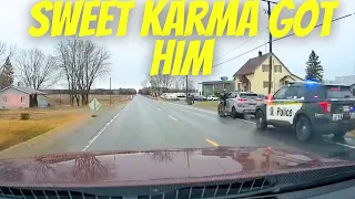 DRIVER DOESN'T CARE BUT POLICE DOES  Road Rage  Bad Drivers Hit and Run Instant Karma Brake Check