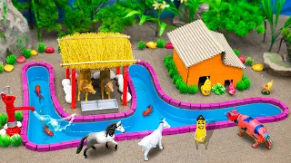 DIY Farm Diorama with house for cow, barn | cowshed - woodworking | mini water pump #35 | @DiyFarm